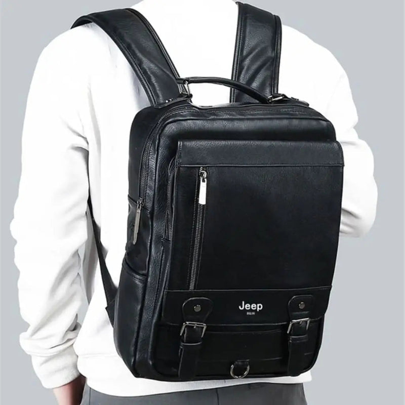 Mochila de couro masculina jeep